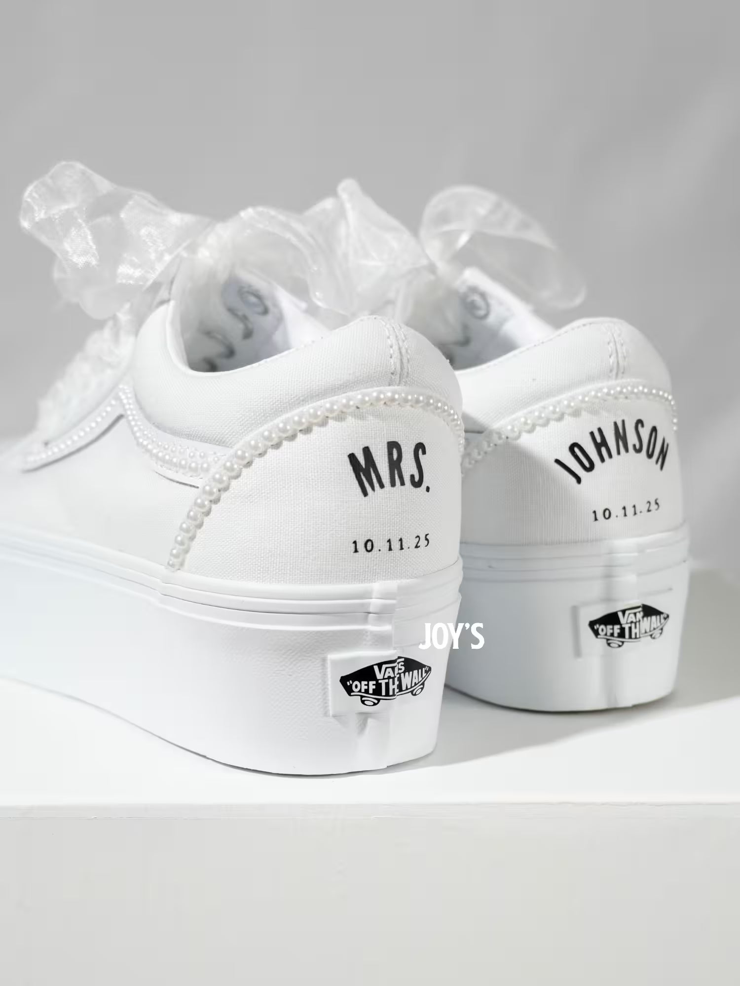 Wedding Sneakers Custom Vans Canvas Platform