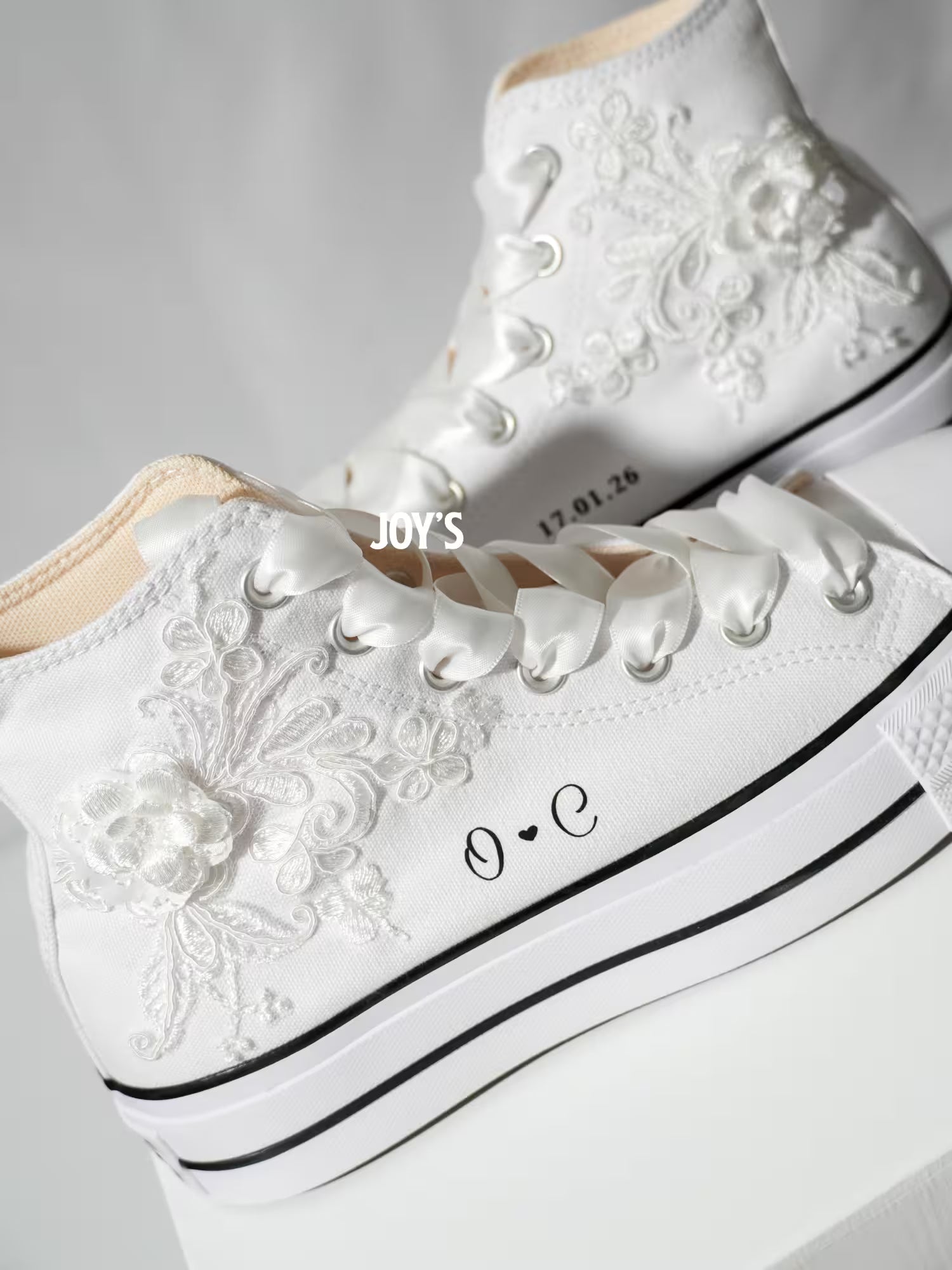Wedding Sneakers Embroidered Custom Converse Platform II