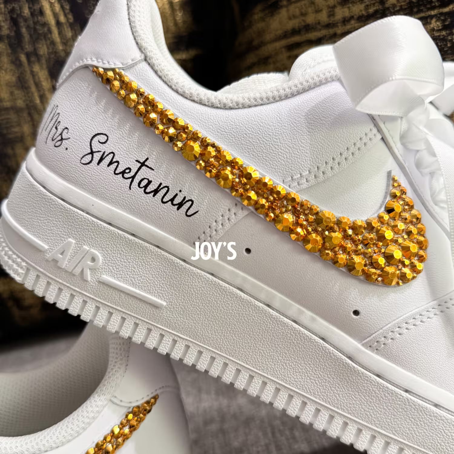 Wedding Golden Rhinestones Custom AF1