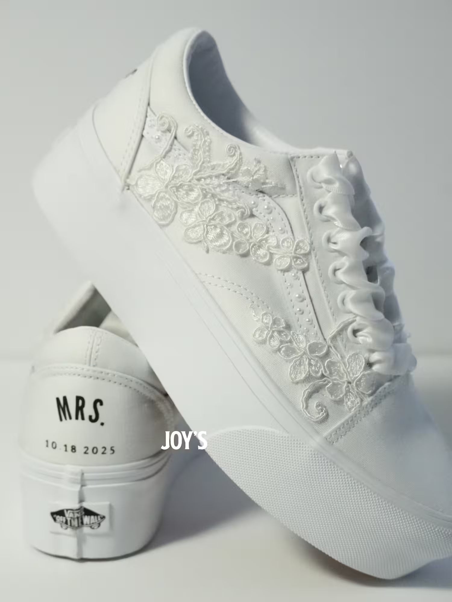 Wedding Sneakers Custom Embroidered Vans Canvas Platform