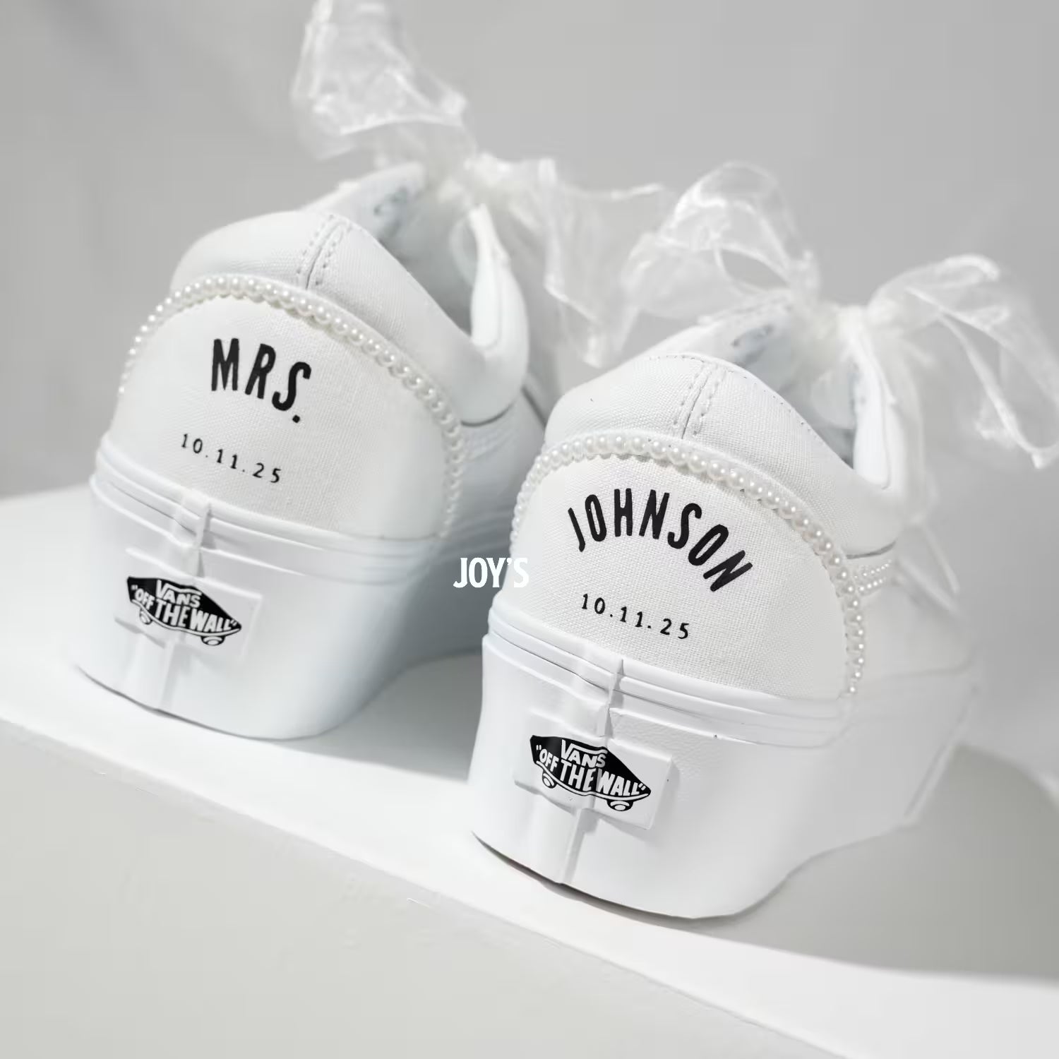 Wedding Sneakers Custom Vans Canvas Platform
