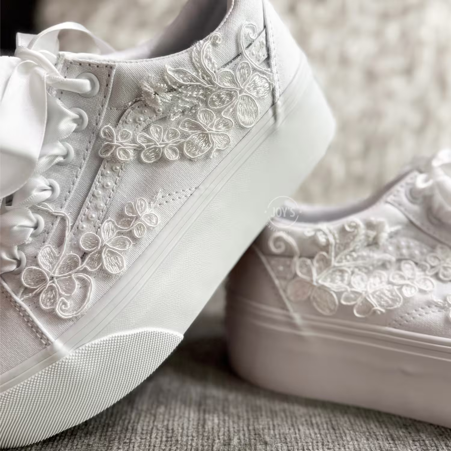 Wedding Sneakers Custom Embroidered Vans Canvas Platform