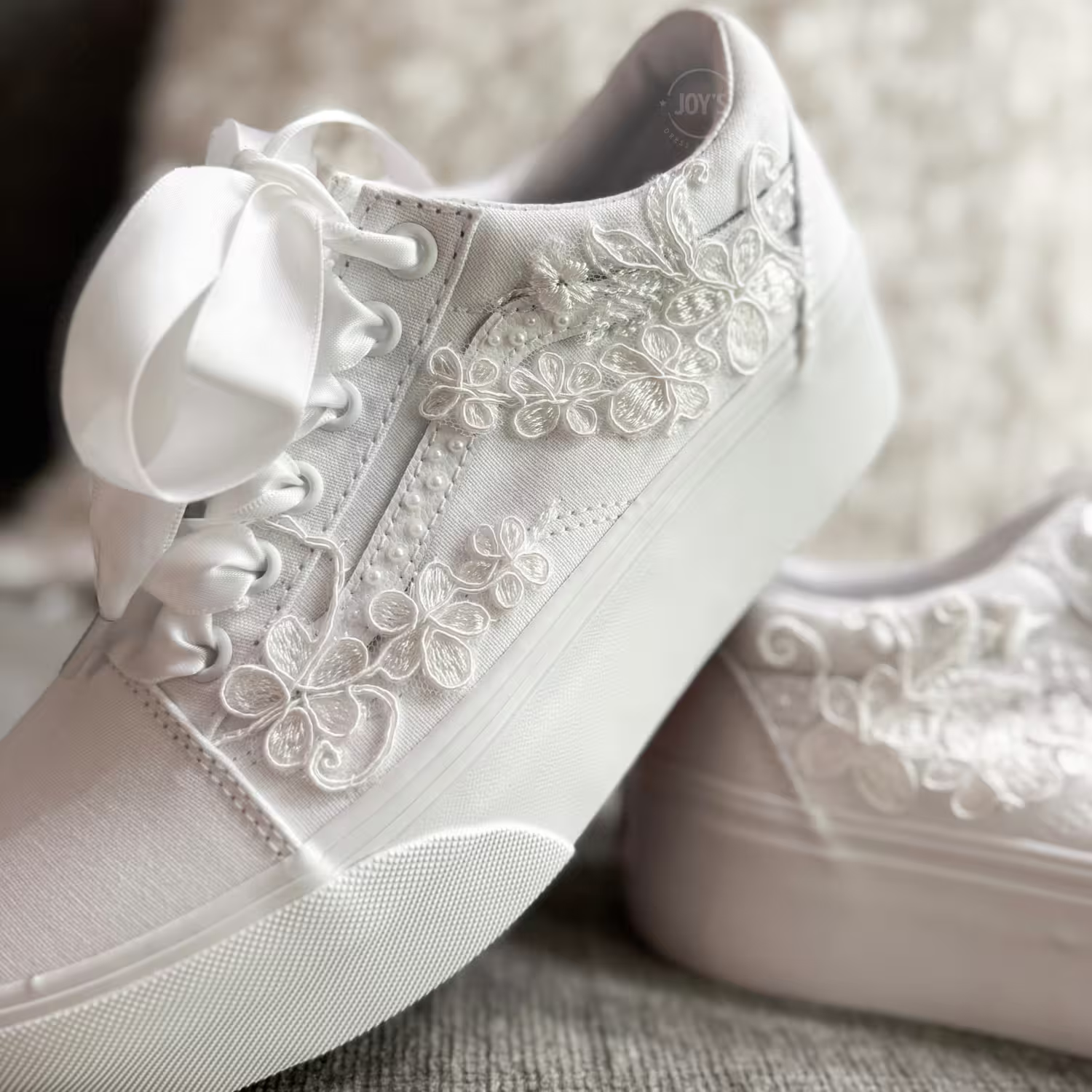 Wedding Sneakers Custom Embroidered Vans Canvas Platform