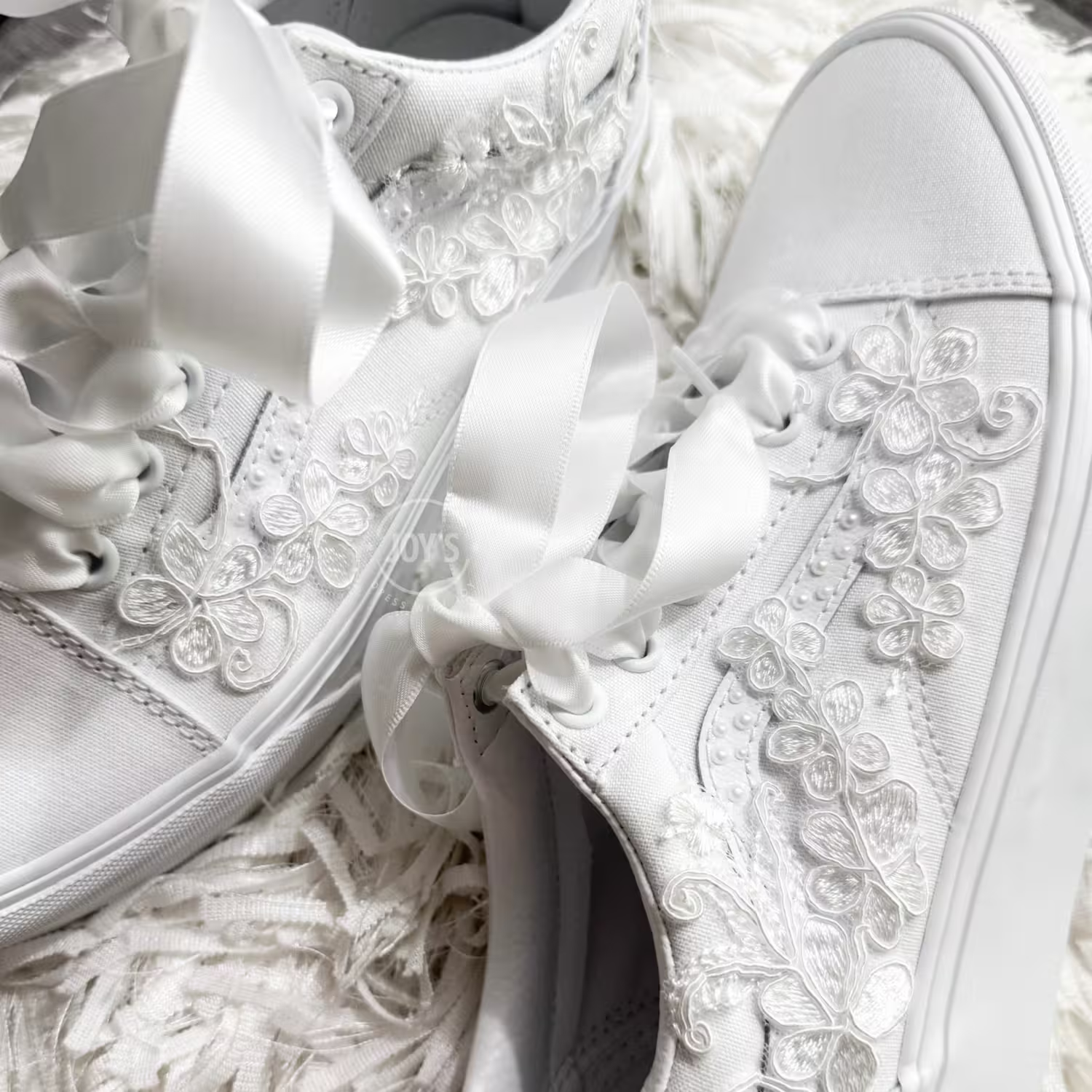 Wedding Sneakers Custom Embroidered Vans Canvas Platform
