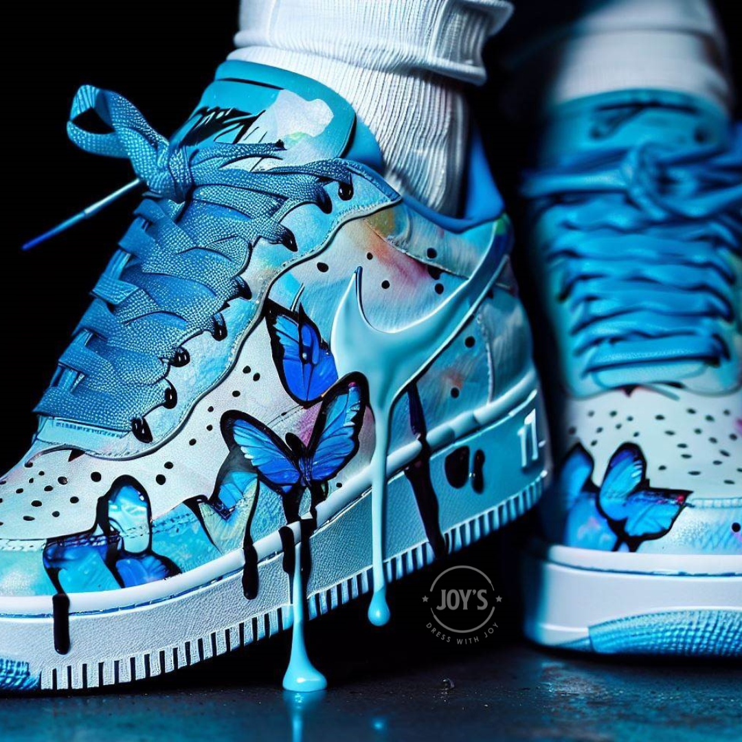 Nike Air Force 1 Custom Shoes Cartoon Blue Black Sneakers All Sizes