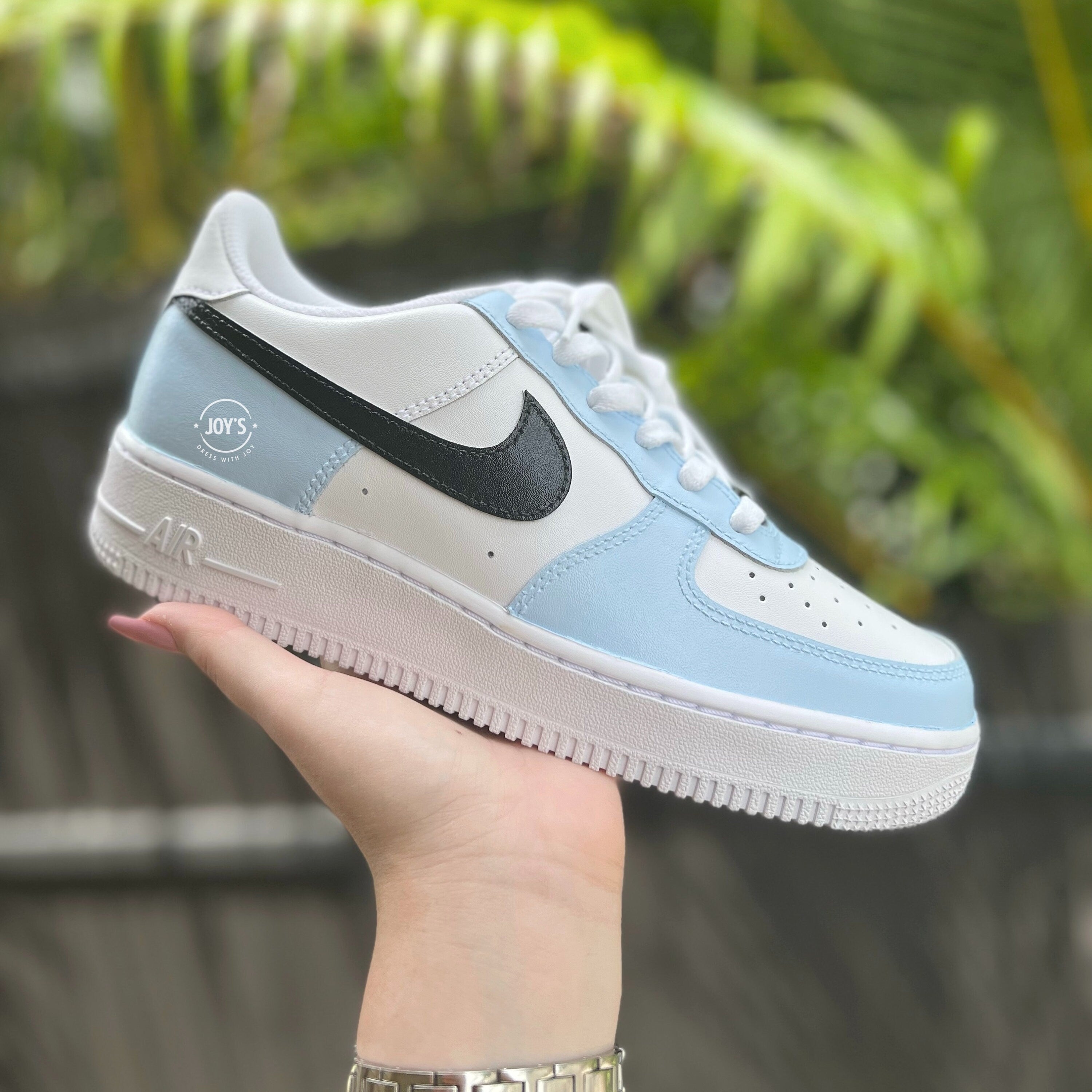 Baby Blue and Black Custom Air Force 1 - Sneakers JOY'S Custom Sneakers