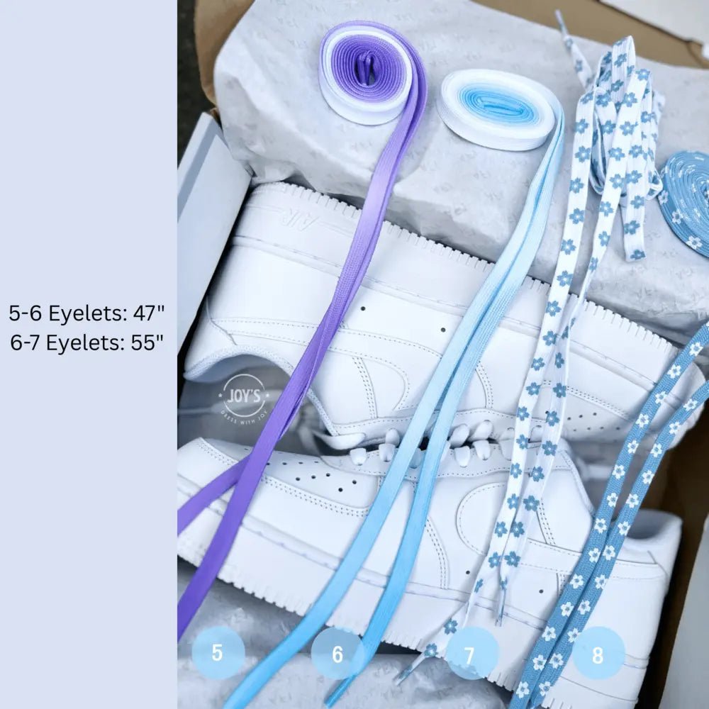 Blue Flat Shoelaces - Shoelaces JOY'S Custom Sneakers