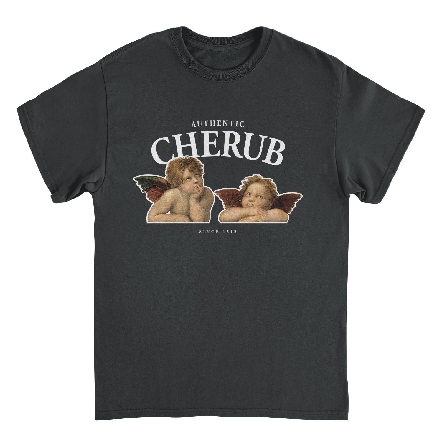 Classic Paintings Authentic Cherub Raphael Black T-Shirt - Licensed Art T-Shirts JOY'S Custom Sneakers