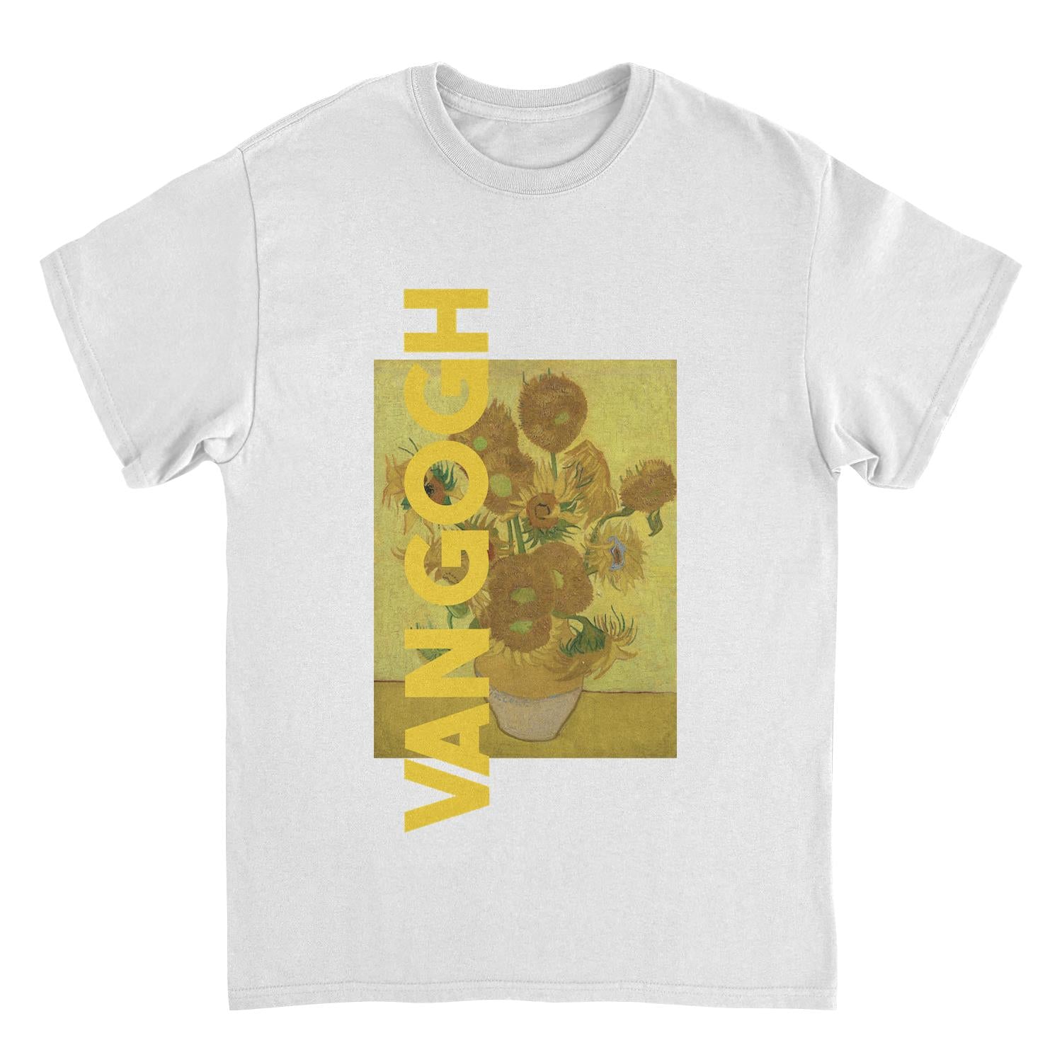 Classic Paintings Sunflowers Van Gogh White T-Shirt - Licensed Art T-Shirts JOY'S Custom Sneakers