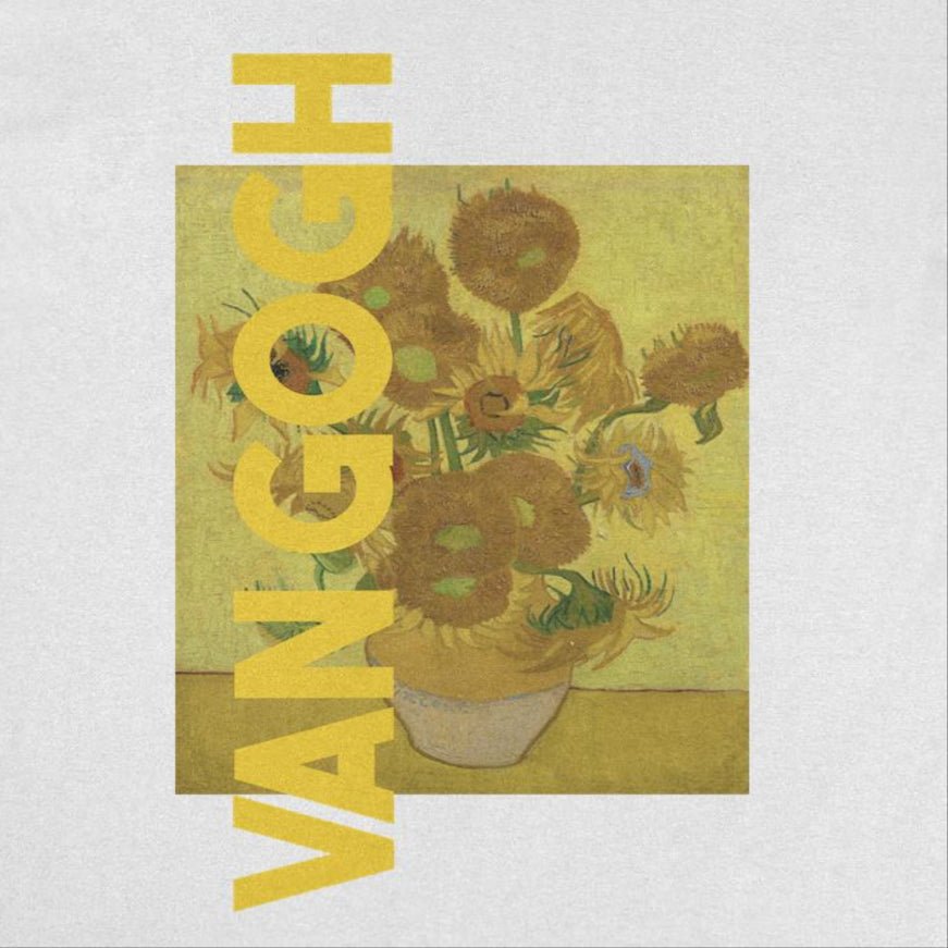 Classic Paintings Sunflowers Van Gogh White T-Shirt - Licensed Art T-Shirts JOY'S Custom Sneakers