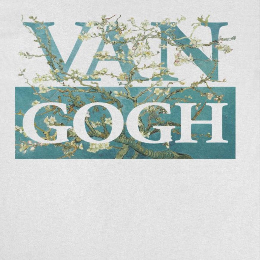 Classic Paintings Van Gogh Blossoms White T-Shirt - Licensed Art T-Shirts JOY'S Custom Sneakers