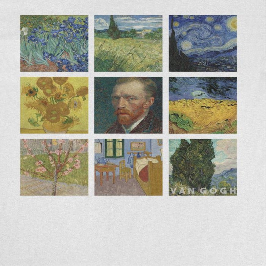 Classic Paintings Van Gogh Collection White T-Shirt - Licensed Art T-Shirts JOY'S Custom Sneakers