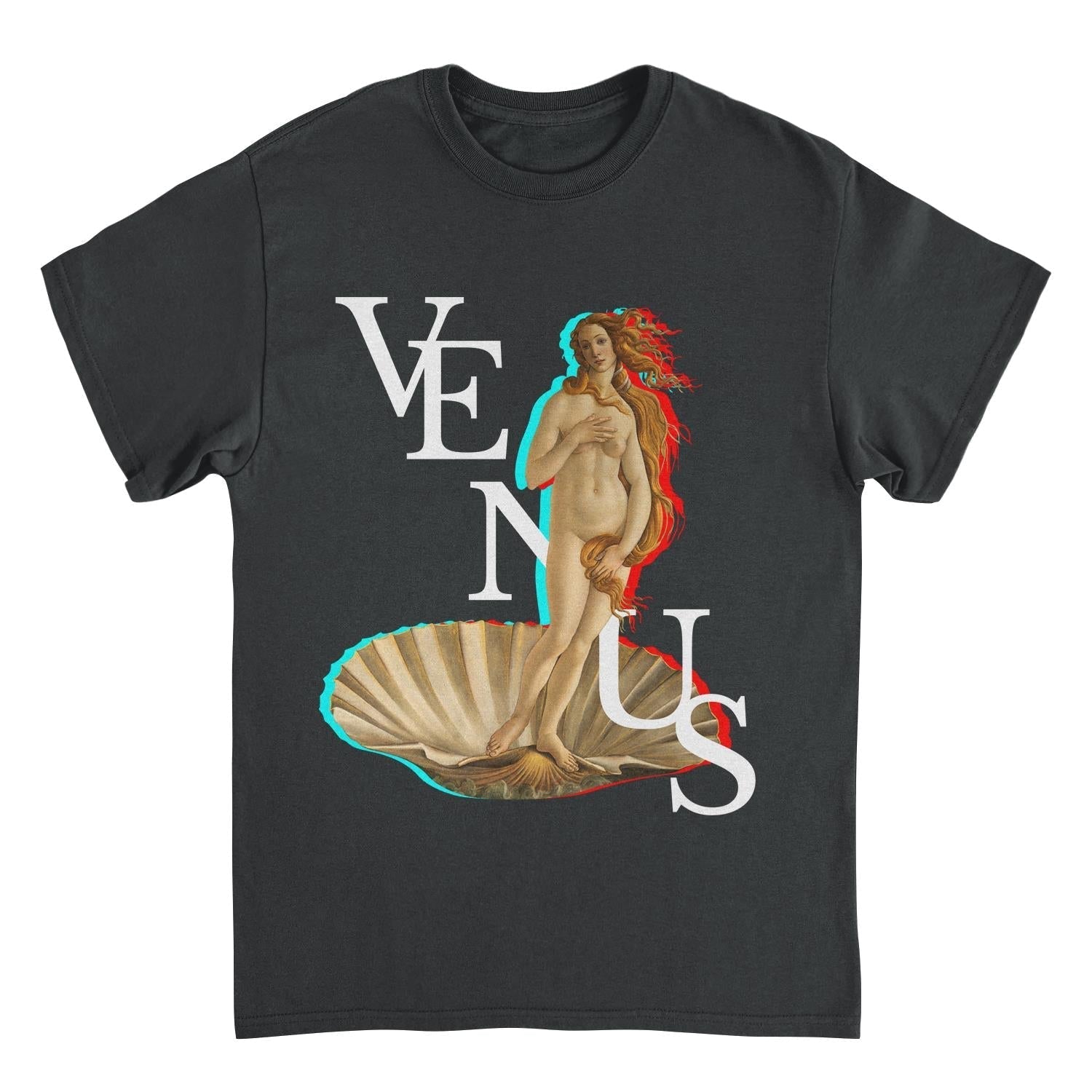 Classic Paintings Venus Botticelli Black T-Shirt - Licensed Art T-Shirts JOY'S Custom Sneakers
