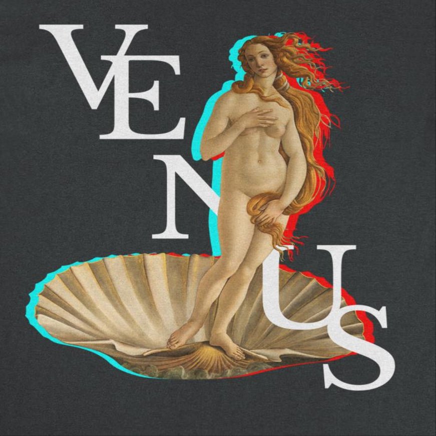 Classic Paintings Venus Botticelli Black T-Shirt - Licensed Art T-Shirts JOY'S Custom Sneakers