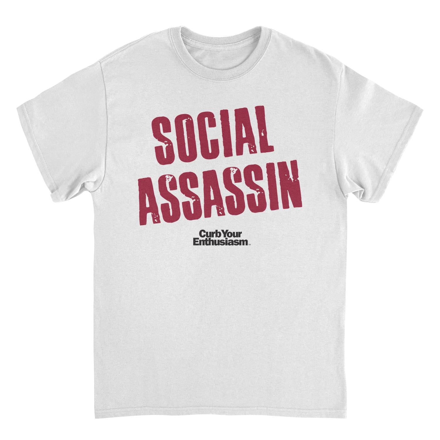 Curb Your Enthusiasm Social Assassin White T-Shirt - TV T-Shirts JOY'S Custom Sneakers