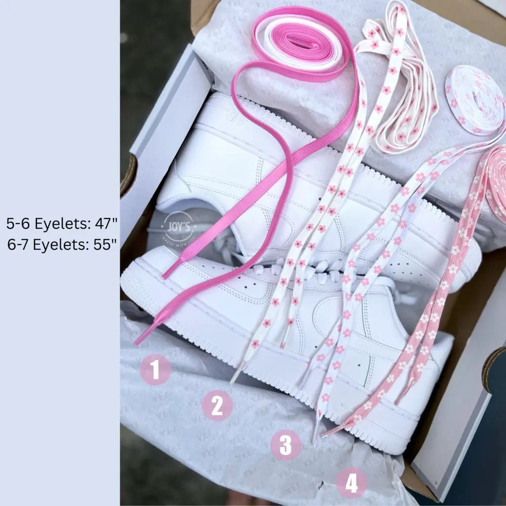 Pink Flat Shoelaces - Shoelaces JOY'S Custom Sneakers