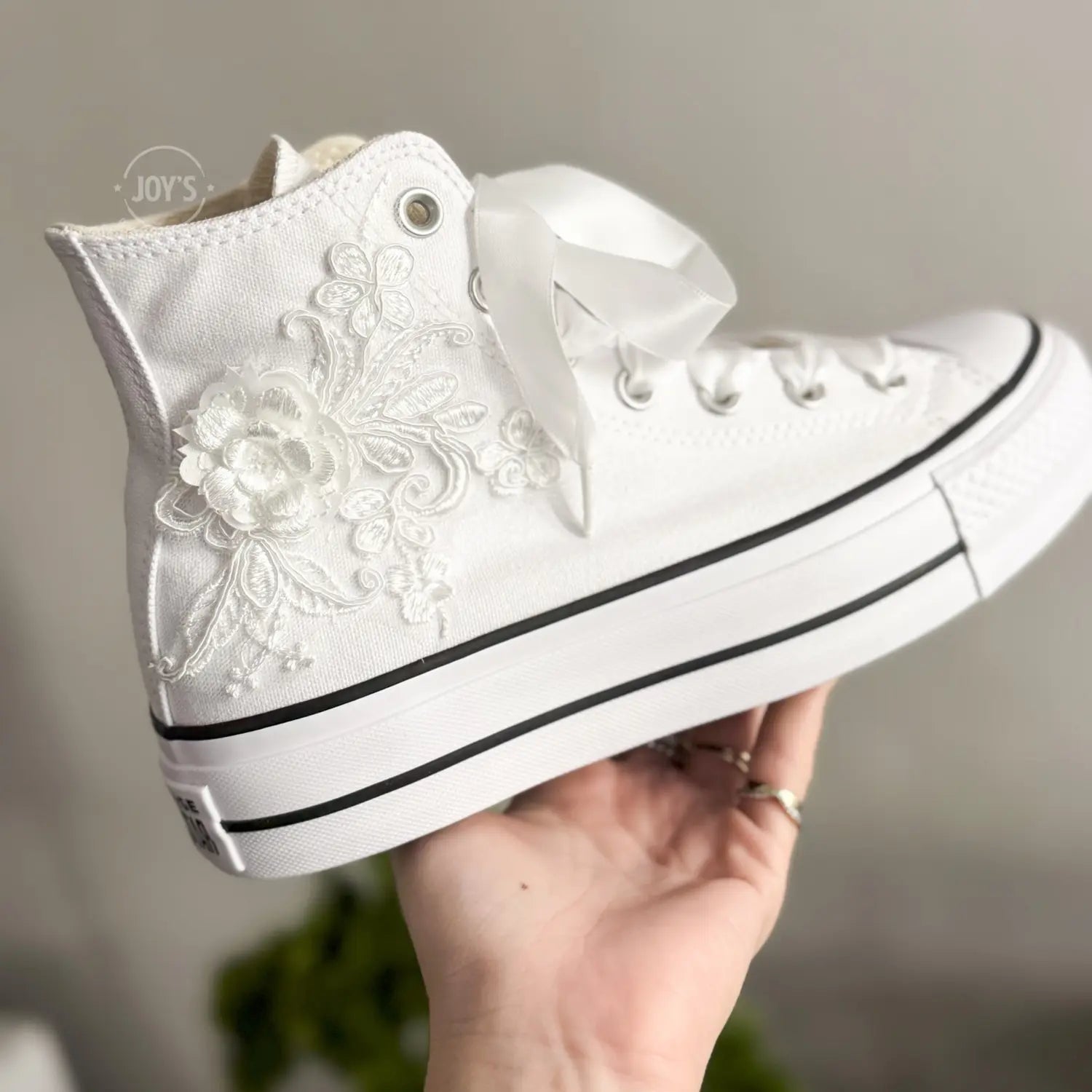 Wedding Sneakers Embroidered Custom Converse.