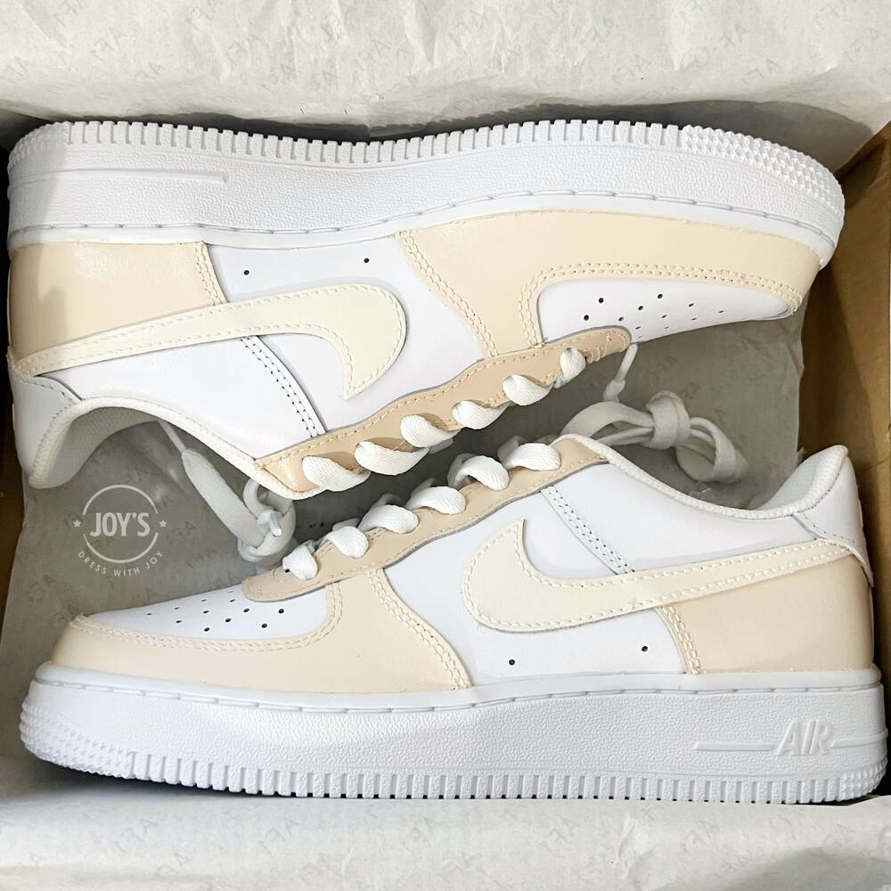 Beige Custom Air Force 1 Low/Mid/High Sneakers - Sneakers Joy's