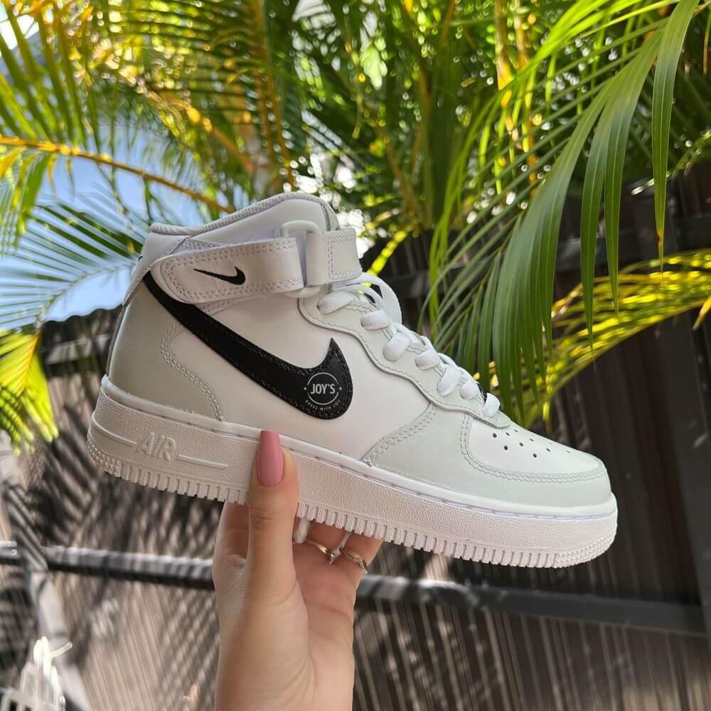Black and Gray Custom Air Force 1 Low/Mid/High Sneakers - Sneakers Joy's