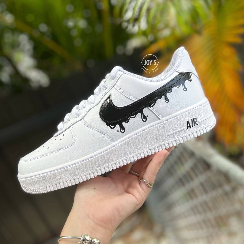 Black Dripping Custom Air Force 1 Sneakers - Sneakers Joy's