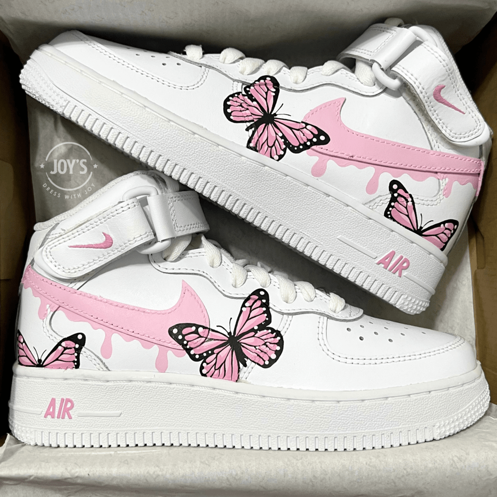 Pink Drip Butterflies Custom Air Force 1.