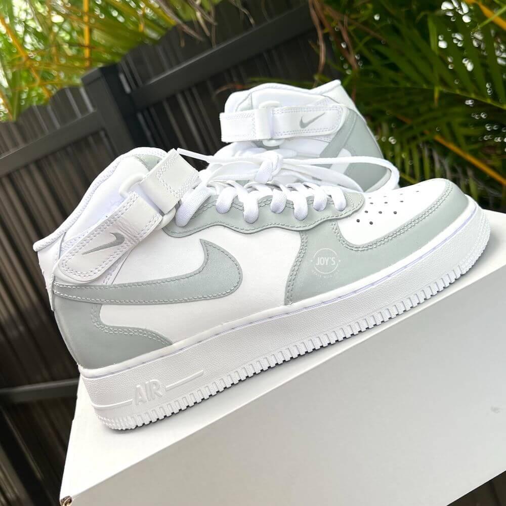 Gray Custom Air Force 1 Low/Mid/High Sneakers - Sneakers Joy's