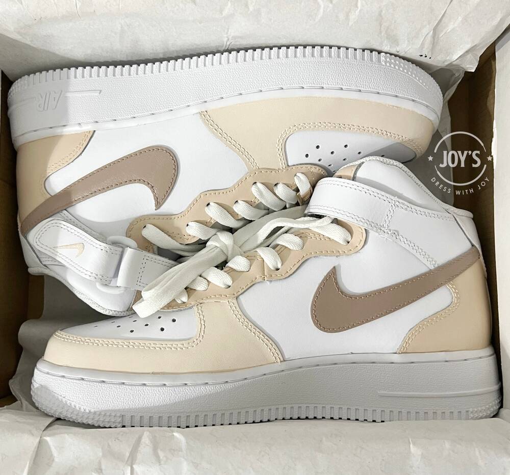 Mocha Beige Custom Air Force 1 Sneakers. Low, Mid & High Top - Sneakers Joy's