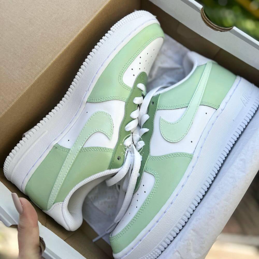 Olive Green Custom Air Force – Stylish Unique Sneakers – JOY'S