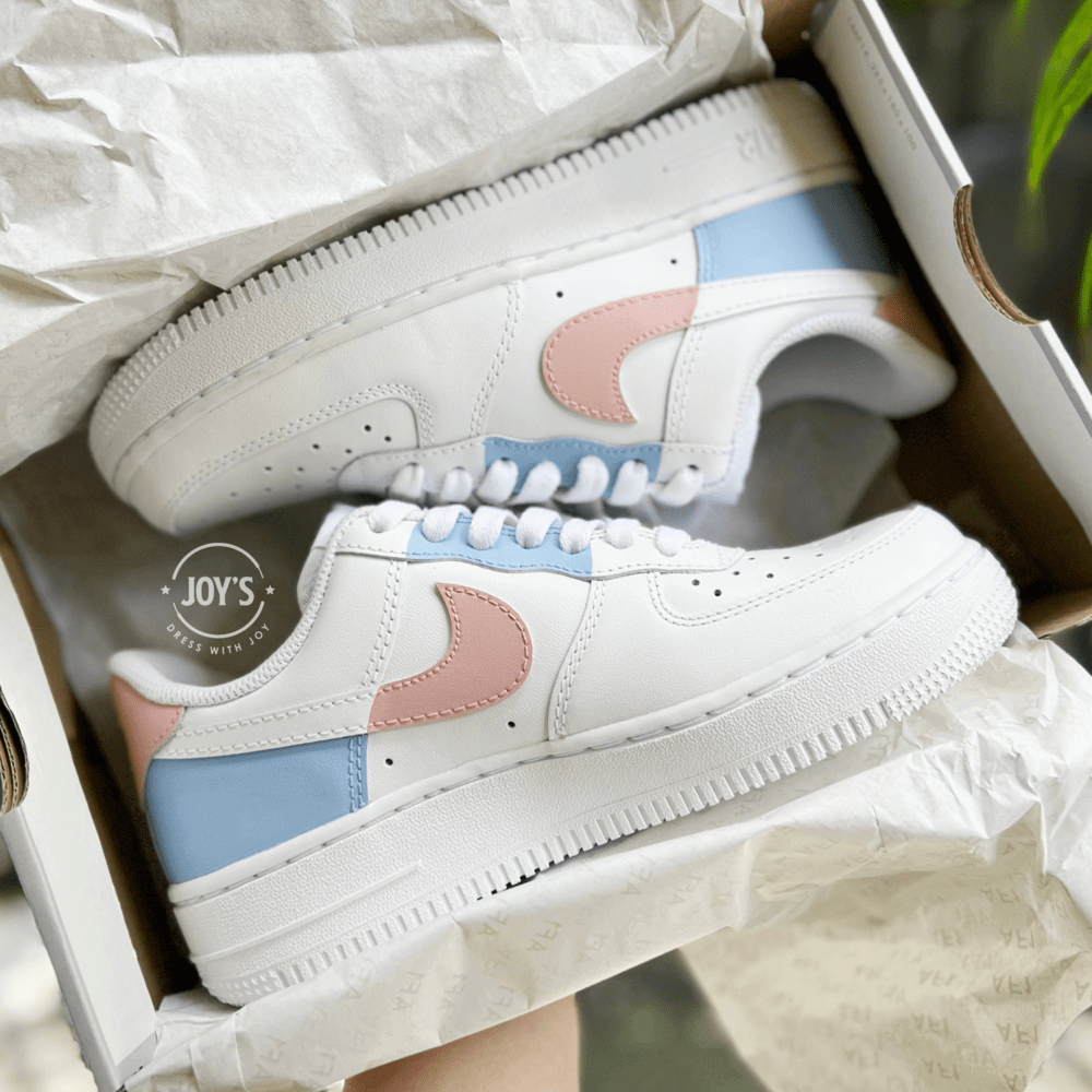 Pastel Color Block Custom Air Force 1 Sneakers. Low Top - Sneakers Joy's