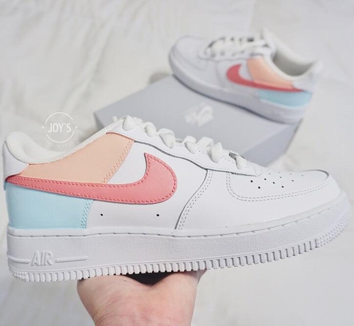 Pastel Color Block Custom Air Force 1 Sneakers. - Sneakers Joy's