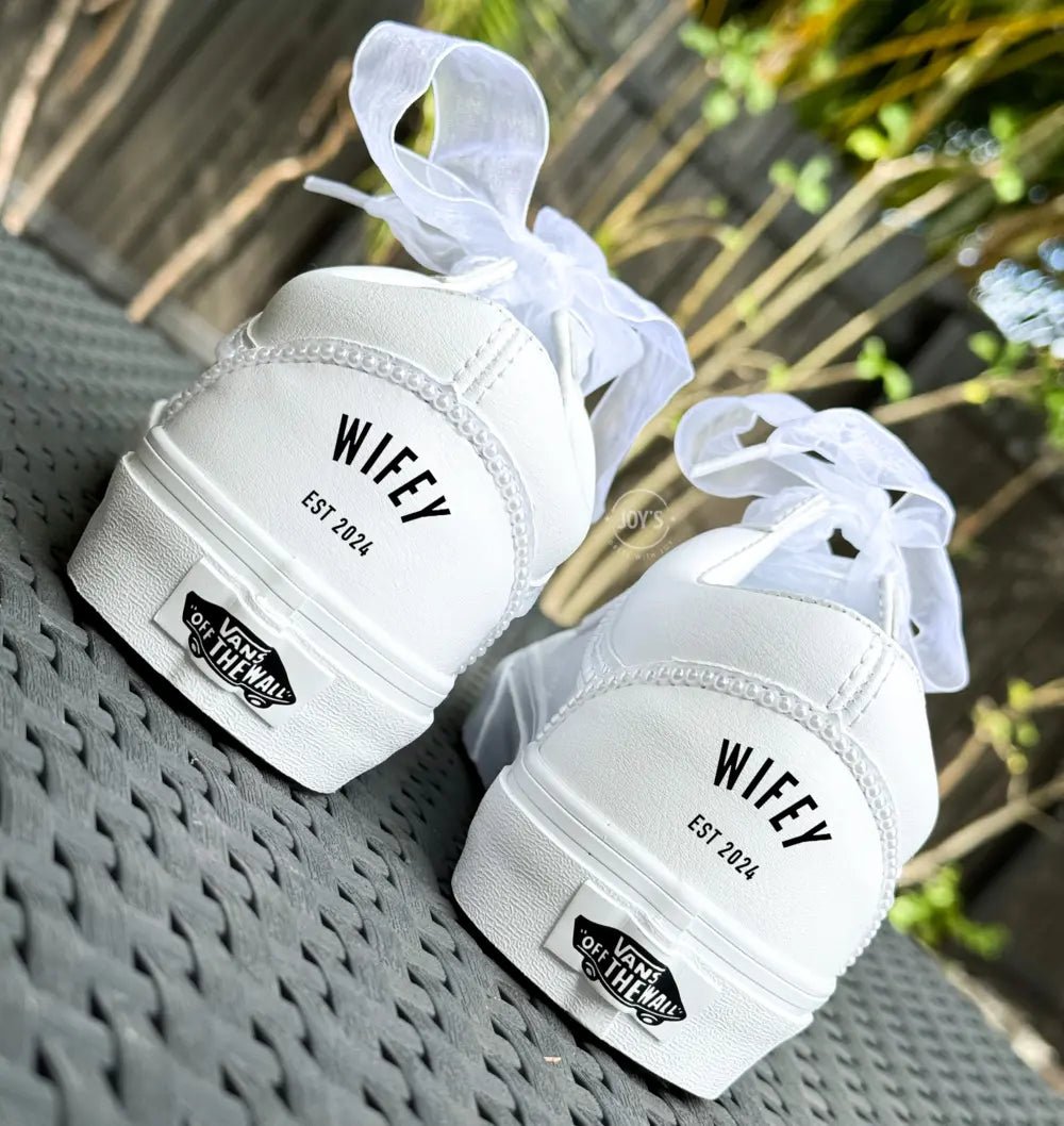 Wedding Sneakers White Pearls Custom Vans.