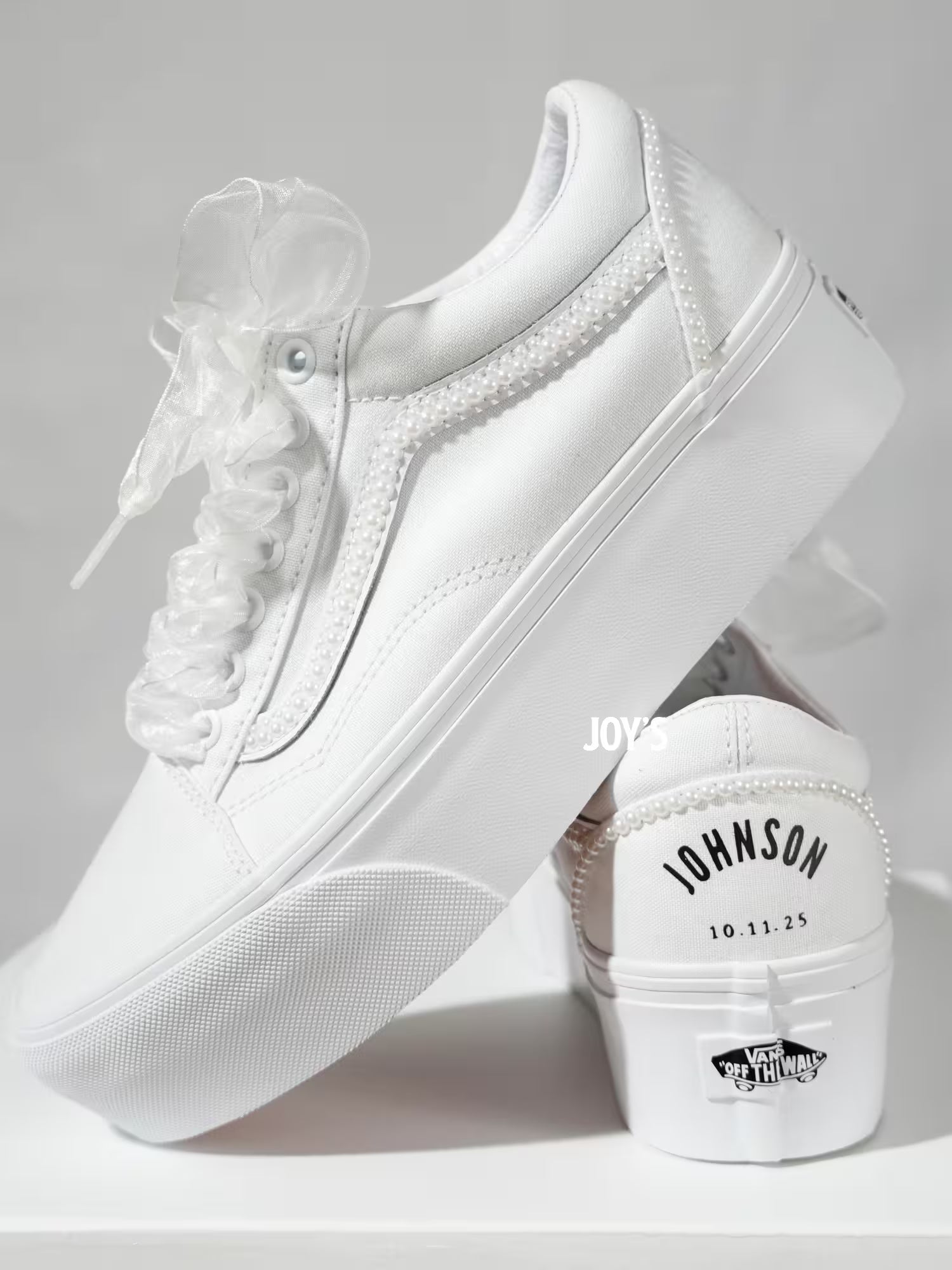 Wedding Sneakers Custom Vans Canvas Platform