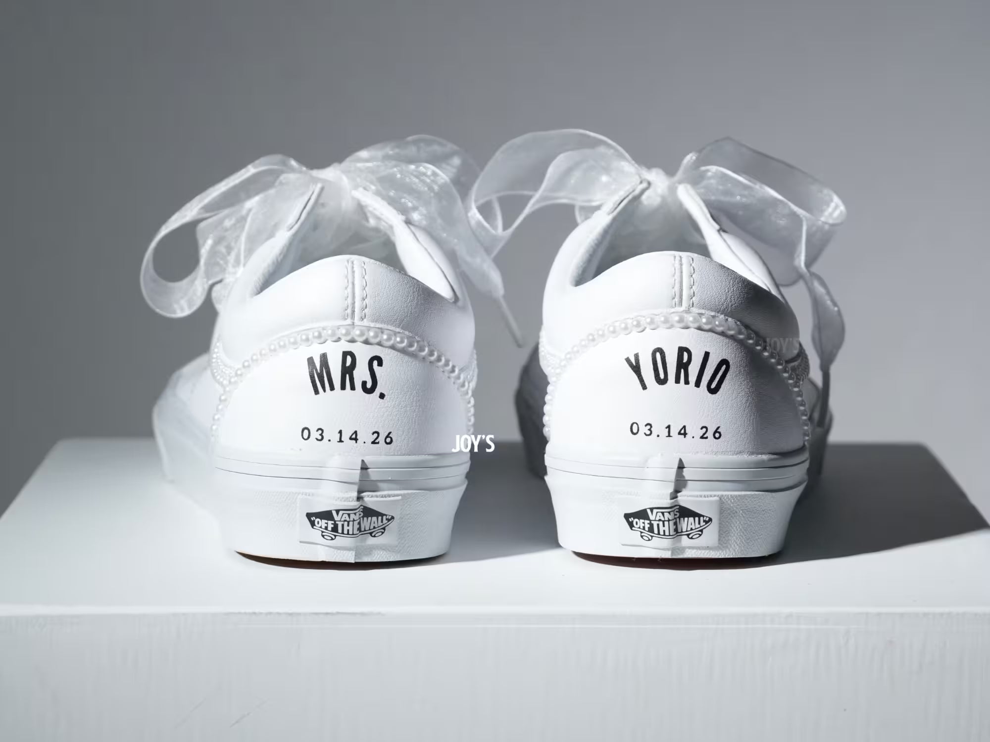 Wedding Sneakers Custom Pearl Leather Vans