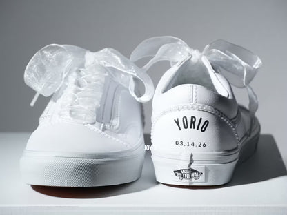 Wedding Sneakers Custom Pearl Leather Vans