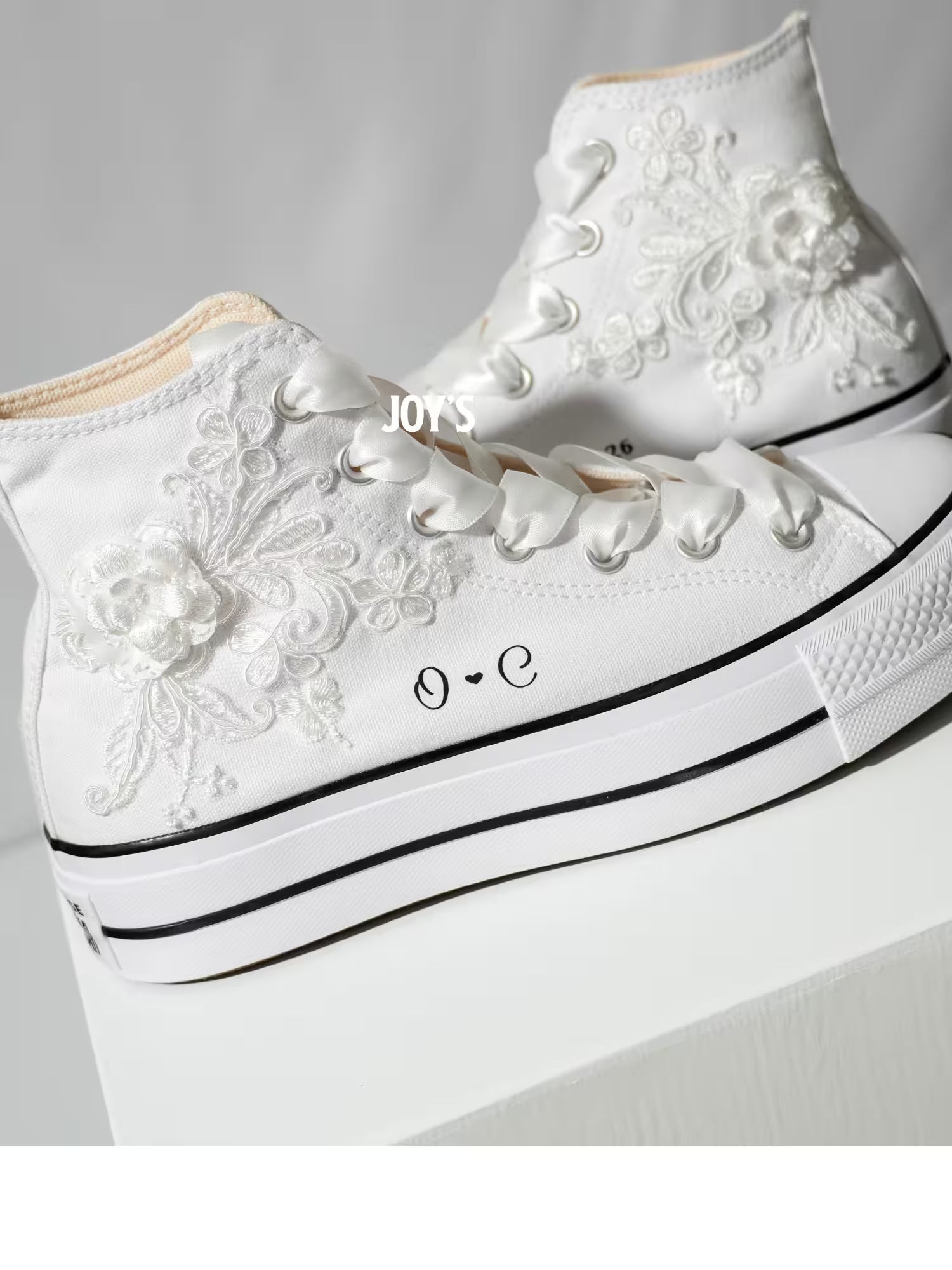 Wedding Sneakers Embroidered Custom Converse Platform II