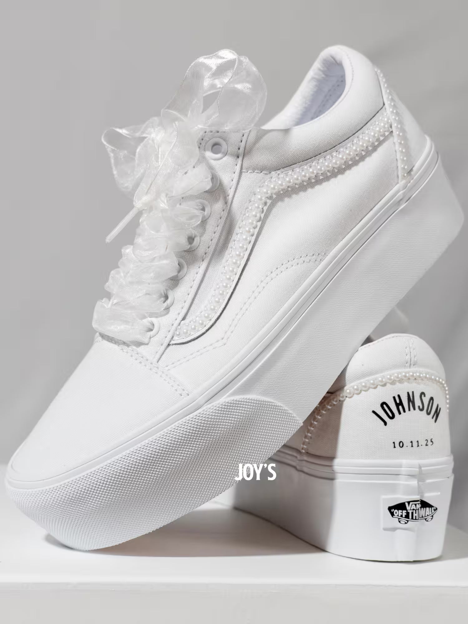 Wedding Sneakers Custom Vans Canvas Platform