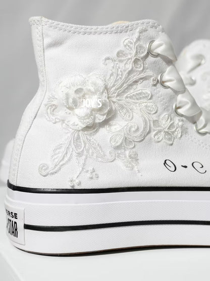 Wedding Sneakers Embroidered Custom Converse Platform II
