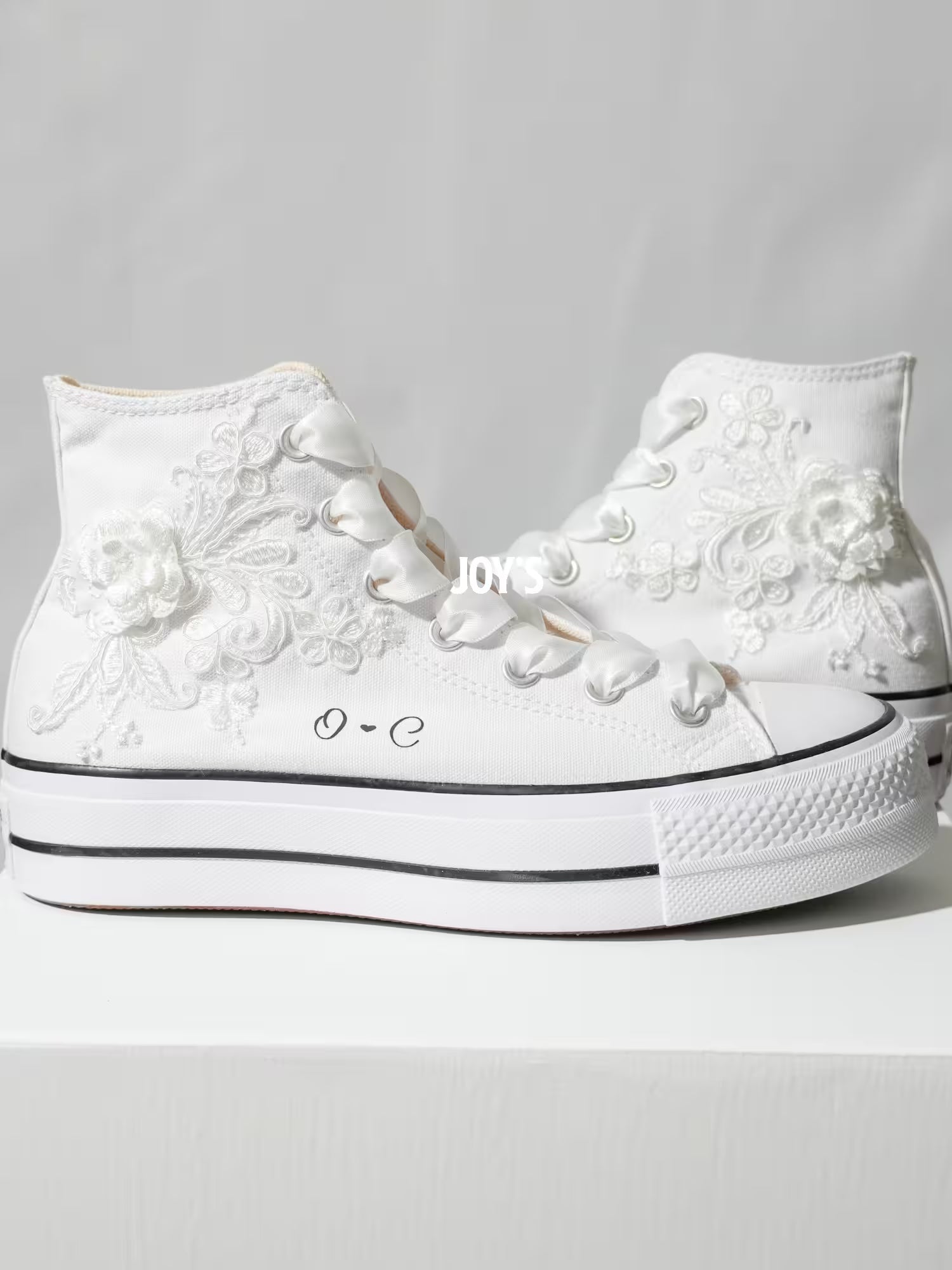 Wedding Sneakers Embroidered Custom Converse Platform II