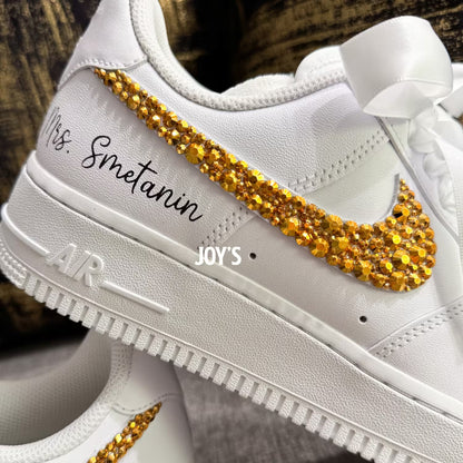Wedding Golden Rhinestones Custom AF1