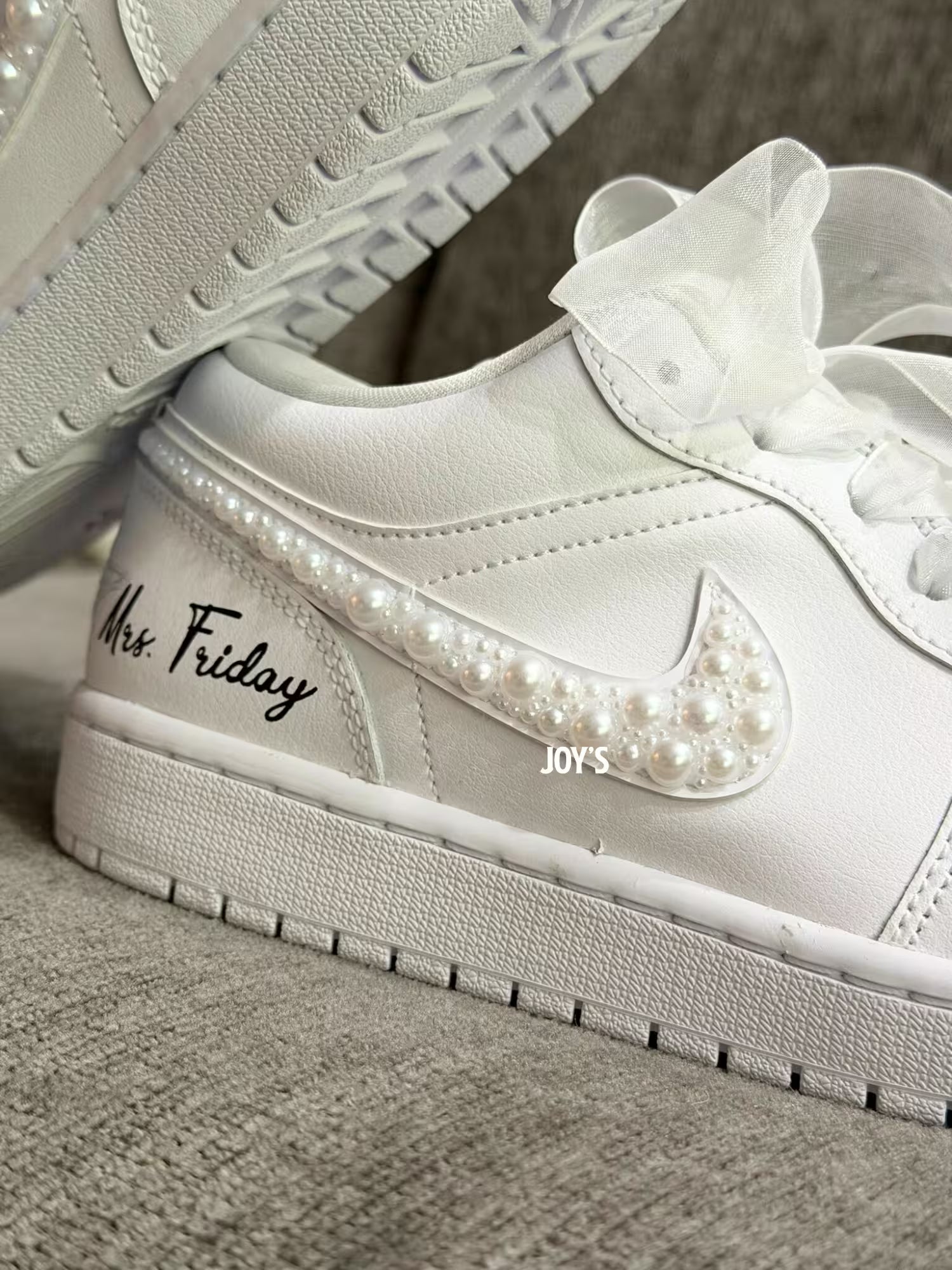 Wedding Sneakers Custom Air Jordan 1 Pearls
