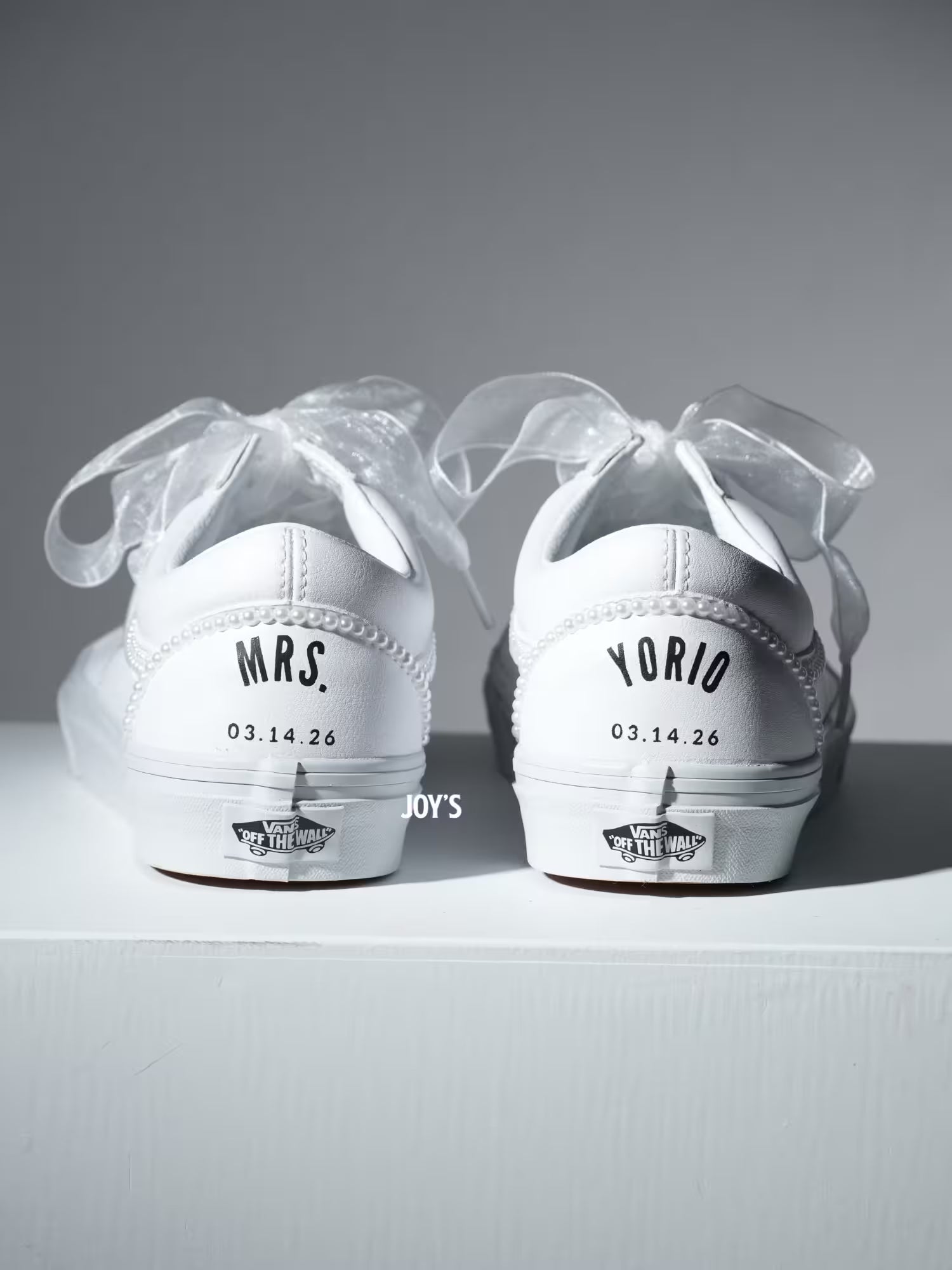 Wedding Sneakers Custom Pearl Leather Vans