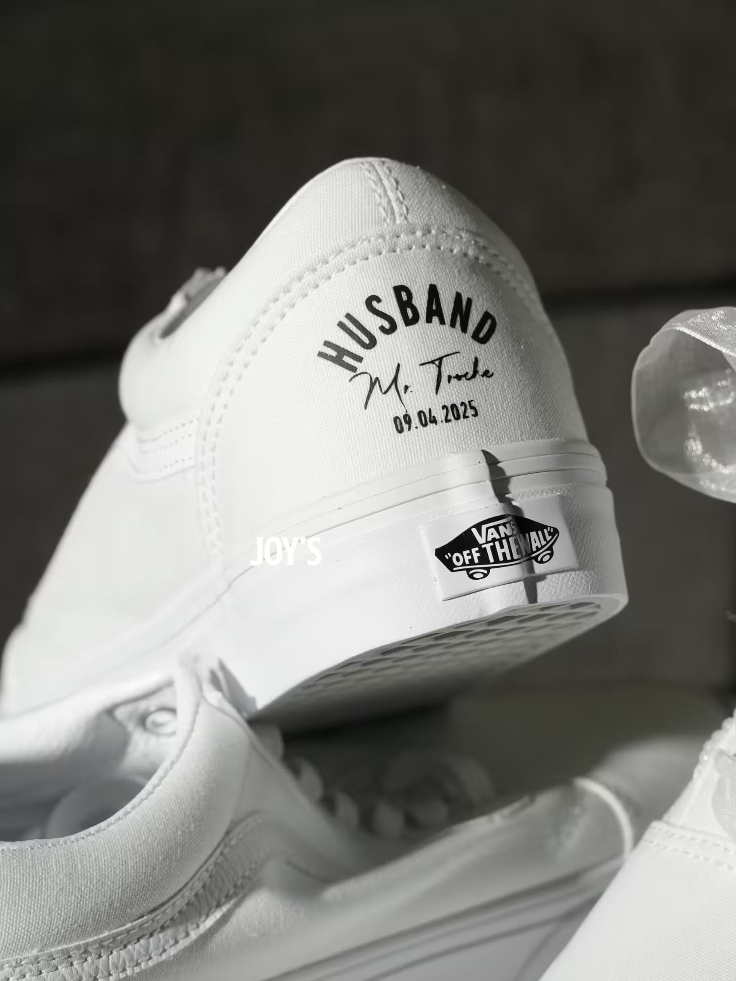 Wedding Sneakers Custom Pearl Canvas Vans