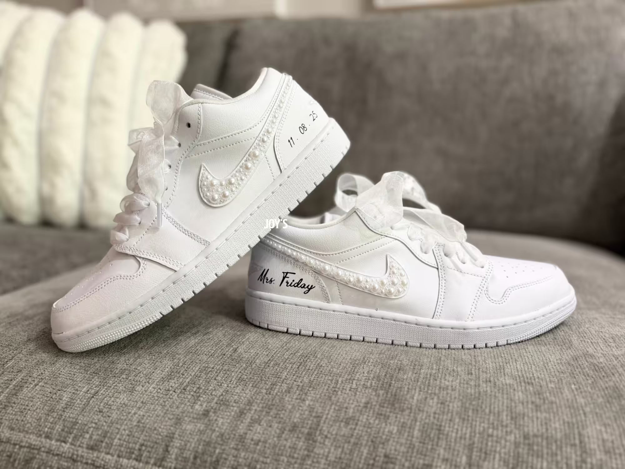Wedding Sneakers Custom Air Jordan 1 Pearls