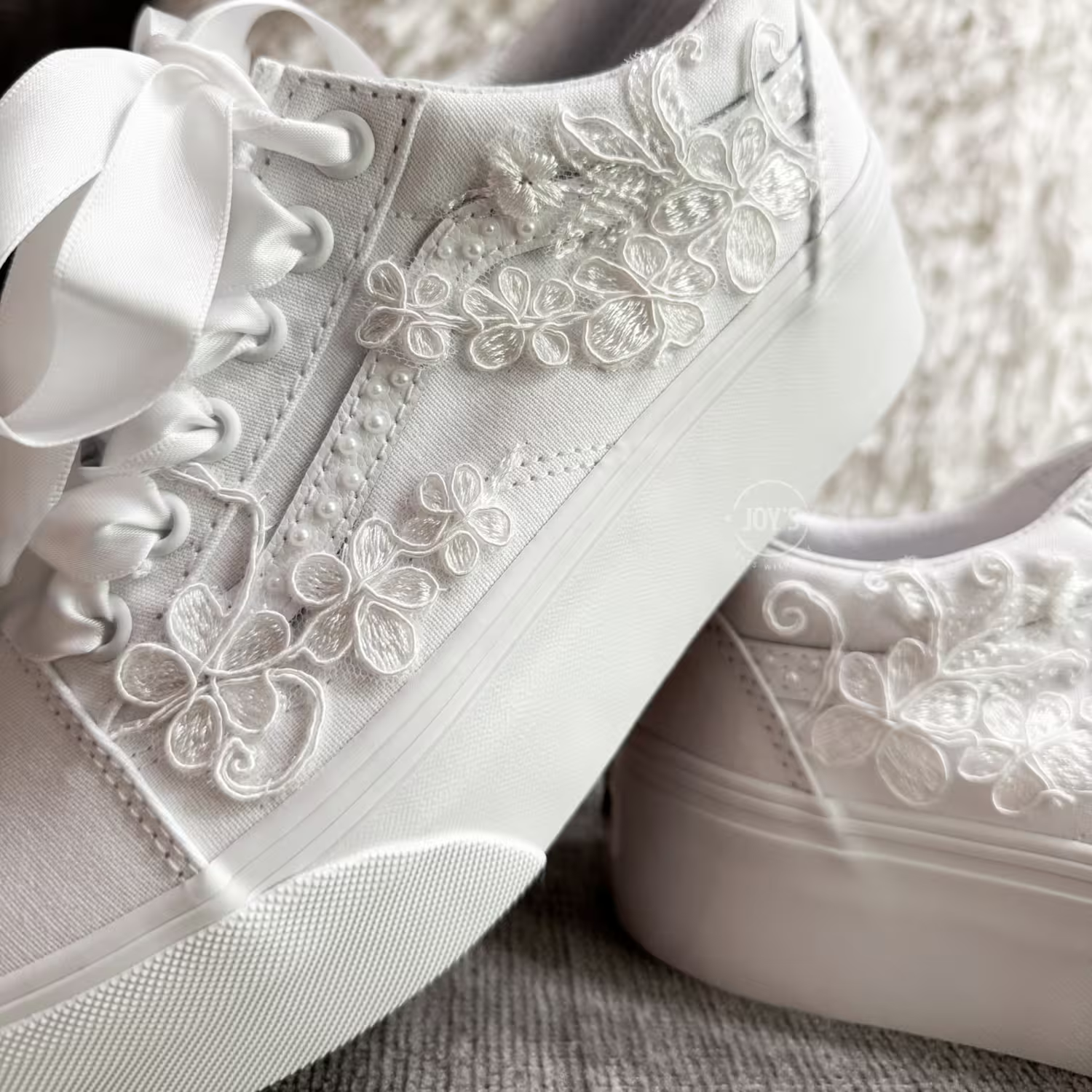 Wedding Sneakers Custom Embroidered Vans Canvas Platform
