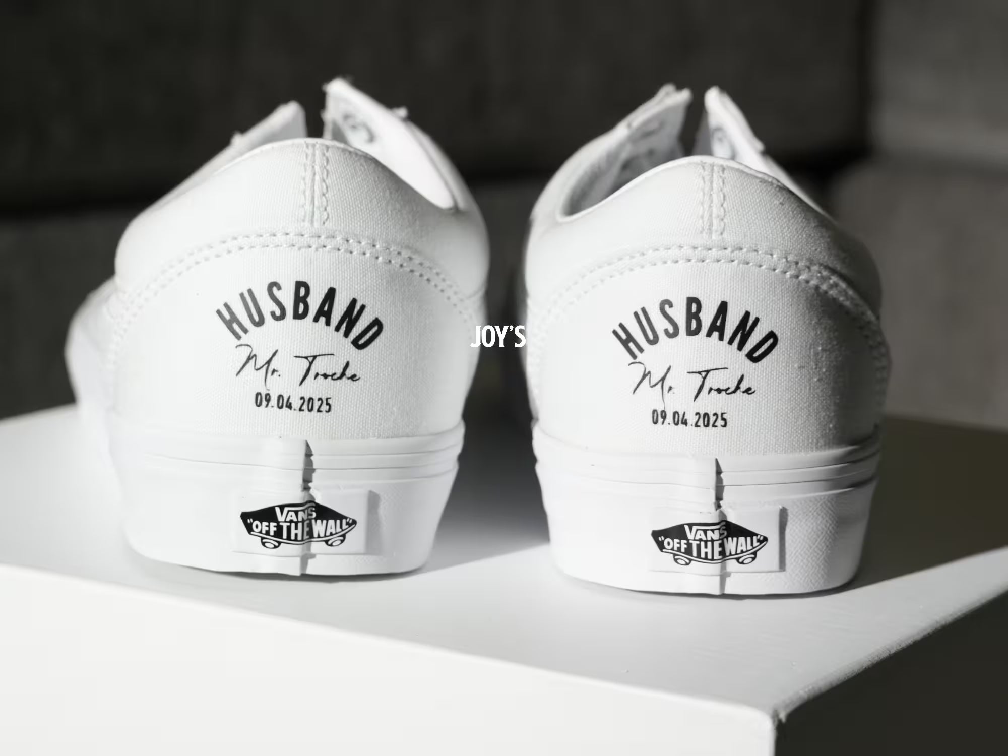 Wedding Sneakers Custom Pearl Canvas Vans