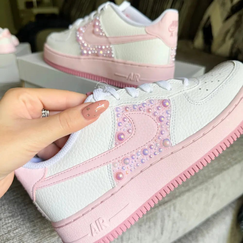 Pink Pearls Custom Air Force 1 Sneakers - Sneakers JOY'S Custom Sneakers