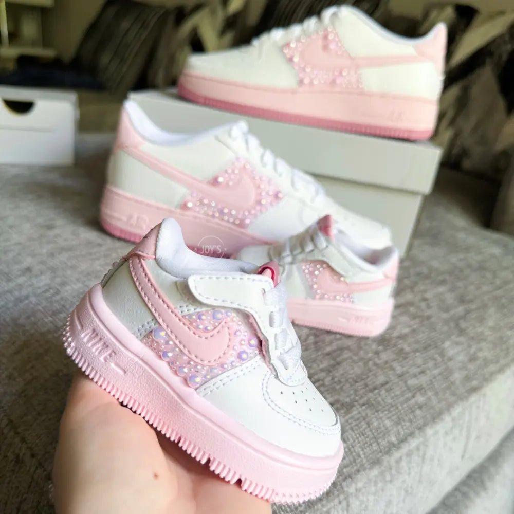 Pink Pearls Custom Air Force 1 Sneakers - Sneakers JOY'S Custom Sneakers