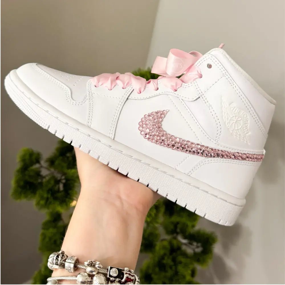 Rose Gold Rhinestones Sneakers Custom Air Jordan 1 - Sneakers JOY'S Custom Sneakers