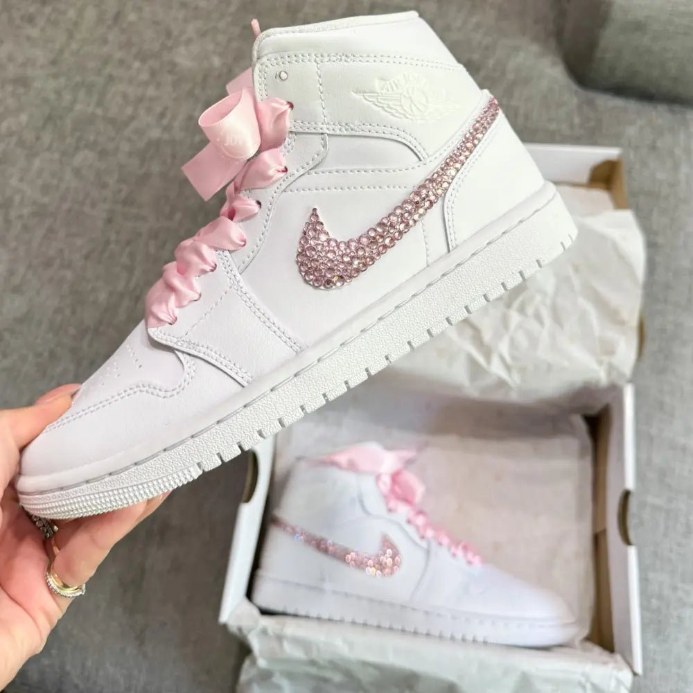 Rose Gold Rhinestones Sneakers Custom Air Jordan 1 - Sneakers JOY'S Custom Sneakers