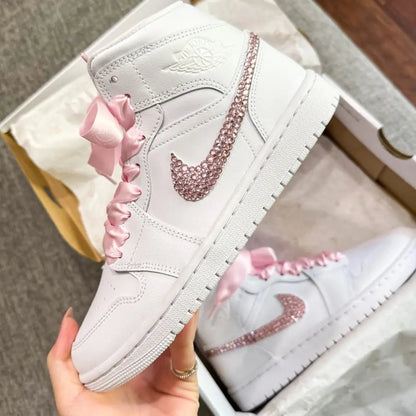 Rose Gold Rhinestones Sneakers Custom Air Jordan 1 - Sneakers JOY'S Custom Sneakers